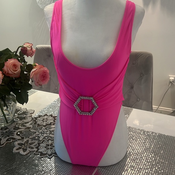 PHILIPP PLEIN bright pink Monokini swim suit one piece size M - Picture 2 of 5